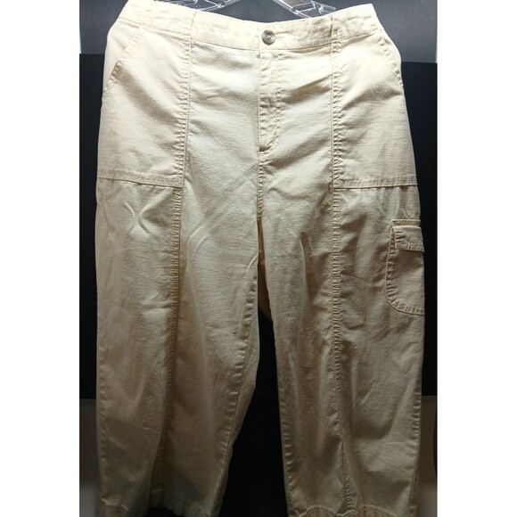 IB Diffusion Capris Cropped Pants Size 12 Cream Patch Pockets Cotton Blend - Picture 6 of 11